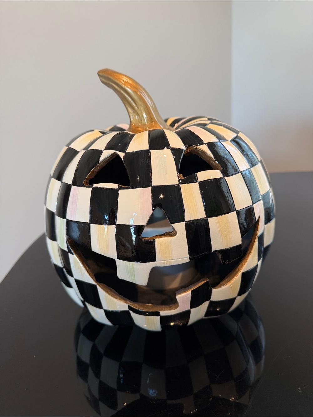 MacKenzie-Childs Courtly Check Illuminated Jack-O-Lantern